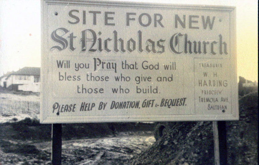 Sign for site of new Church